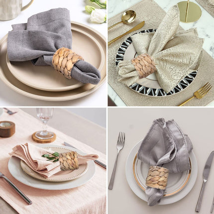 Hand-Woven Napkin Rings for Table Decor, Fall Rustic Napkin Rings, Napkin Holder Buckles for Holiday Party, Easter, Birthday 6pes