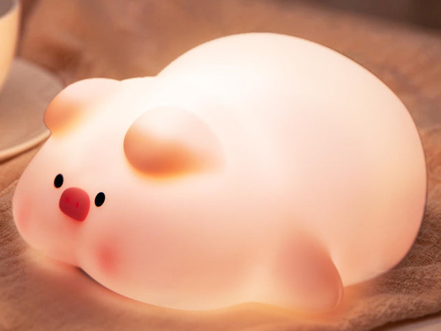 Night Light for Kids, Cute Pig Night Light, 3 Level Dimmable Toddler Night Light, LED Rechargeable Bedside Touch Lamp