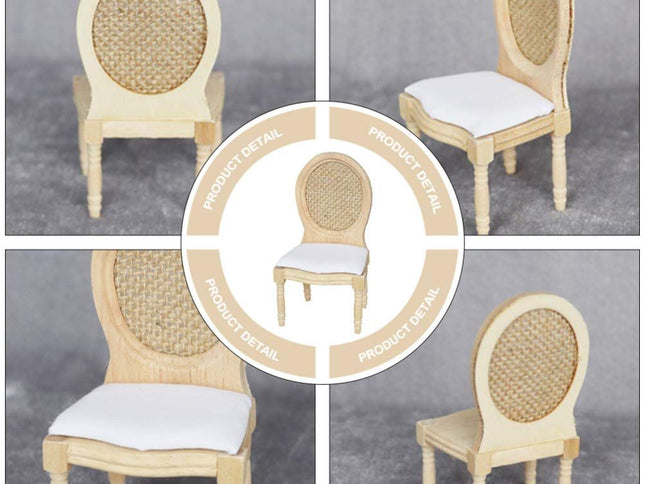 Miniature Chair Linen Chair Miniatures Mini Toy Wood Toys Wooden Chair Miniature Dining Table Chair Ornaments Indoor