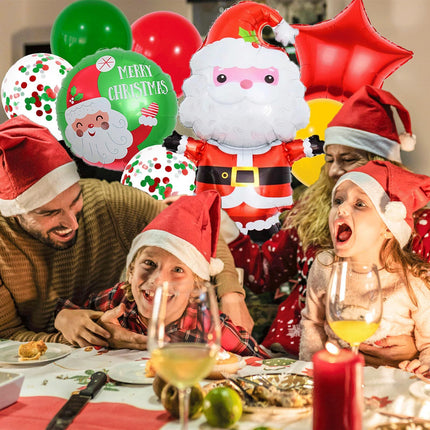 Santa Claus Balloon, Christmas Decoration Balloon, Merry Christmas Decorations, Green Balloons, Star Foil Balloon