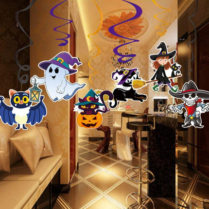 Halloween Hanging Swirl Banner Set Bat Witch Skull Spider Ghost Spiral Happy Halloween Party Decoration Kit