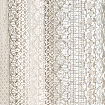 Curtains Crochet Lace Semi-Sheer Bohemian Hollow Knitted Handmade Tassels, Rod Pocket Window Treatment Vintage Rustic Farmhouse