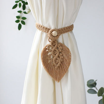 2Pcs Curtain Tiebacks Handmade,Curtain Ties with One Natural Wooden Bead,Curtain Tiebacks Curtain Ties for Drapes Rural Decorative