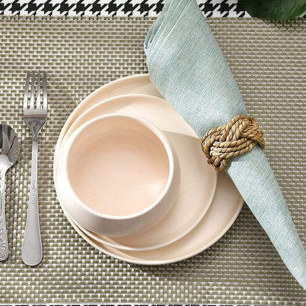 Round Woven Napkin Ring Set of 12 Water Hyacinth Napkins Rings, Rustic Handmade Braided Grass Farmhouse Napkin Holder for Wedding