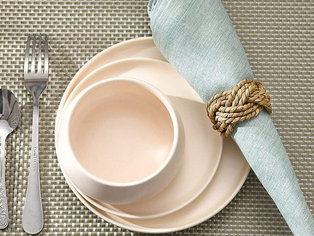 Round Woven Napkin Ring Set of 12 Water Hyacinth Napkins Rings, Rustic Handmade Braided Grass Farmhouse Napkin Holder for Wedding