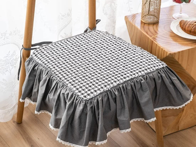 Chair Cushions Non Skid with Ruffles,Vintage Dining Chair Pad with Ties,Seat Cushion for Wedding Party Home Kitchen Decorations