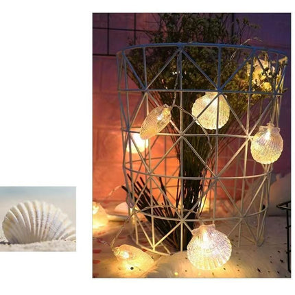 String Lights 19.6ft 40 LED Shell Shaped String Lights Battery Powered String Lights Suitable for Courtyard Family Gatherings