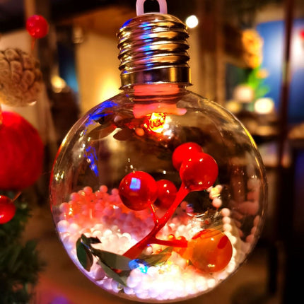 2 Pack Christmas Tree Balls ，Christmas Tree Decoration Ball，Warm Light Decorative ball Transparent Christmas Ball