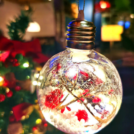 2 Pack Christmas Tree Balls ，Christmas Tree Decoration Ball，Warm Light Decorative ball Transparent Christmas Ball