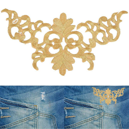 4Pcs Embroidery Flower Patches, Embroidered Patch Floral Appliques Sewing Cloth Repair Sticker for Wedding Prom Dress Decoration
