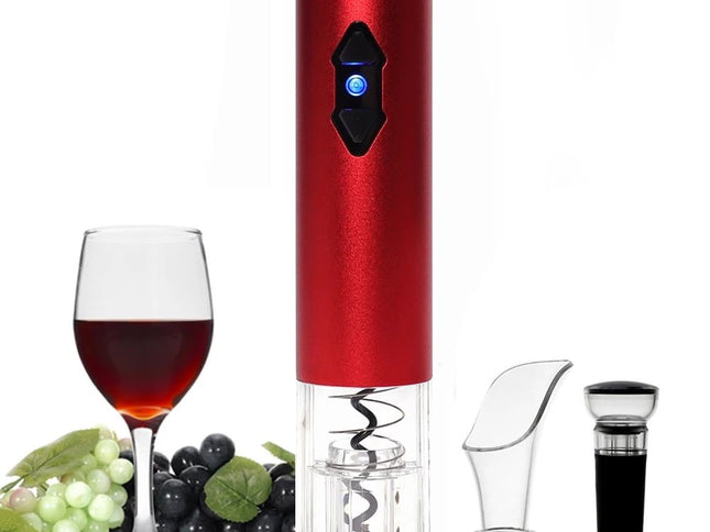 Electric Wine Opener, Corkscrew Remover, Wine Bottle Opener with Foil Cutter, Automatic Wine Opener for Wine Lovers (Color : Red)