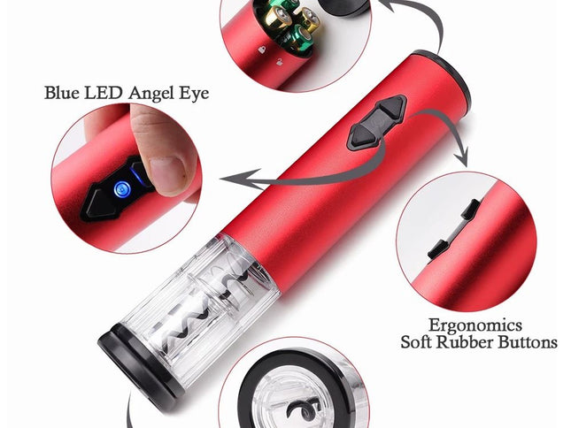 Electric Wine Opener, Corkscrew Remover, Wine Bottle Opener with Foil Cutter, Automatic Wine Opener for Wine Lovers (Color : Red)