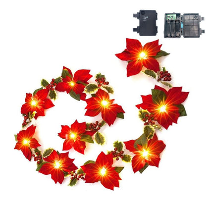 String Lights Lighted Poinsettia Garland Red Poinsettia Light Xmas Flower Garland Flower Hanging Light Poinsettia Flower Light