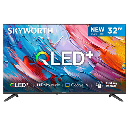 SKYWORTH Q5600H 32''-QLED+ Smart Google TV, HD, HDR10 HLG, Find-My Remote, Dolby Audio, Screen Casting, Bezel Less Design, Voice Control