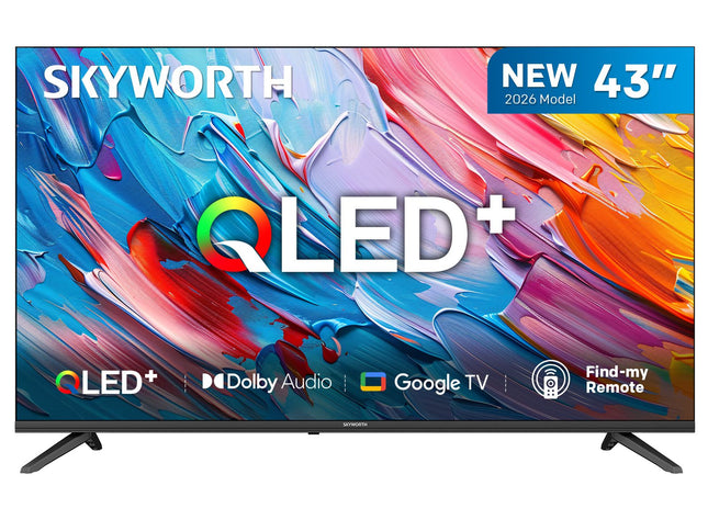 SKYWORTH Q5600H 43''-QLED+ Smart Google TV, FHD, HDR10 HLG, Find-My Remote,Dolby Audio, Screen Casting, Bezel Less Design, Voice Control