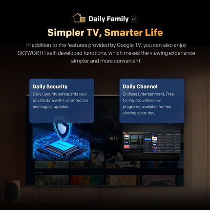 SKYWORTH Q6600H 75" - QLED+ 4K Smart Google TV, Gen 5 Quantum Dot, 120Hz Refresh Rate, AI-Powered Picture, Dolby Audio DBX-tv Audio, Voice Control, Screen Casting, HDR, Eco-Friendly Design