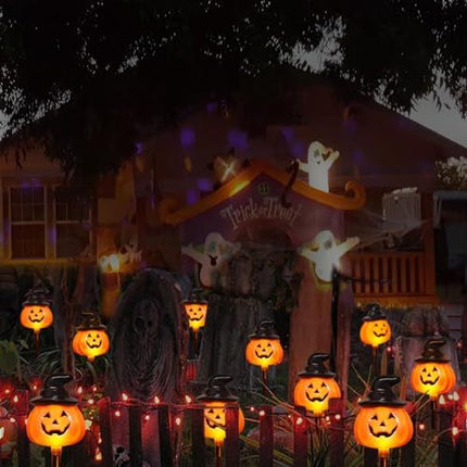 5-Pack Solar Jack-O-Lantern Pathway Lights for Halloween Outdoor Garden Yard Decorations (orange)