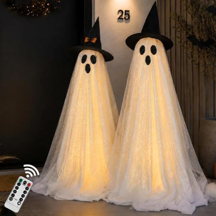 Halloween Ghost Lights for Outdoor Porch, Garden, Indoor Fireplace & Party Decorations (white)