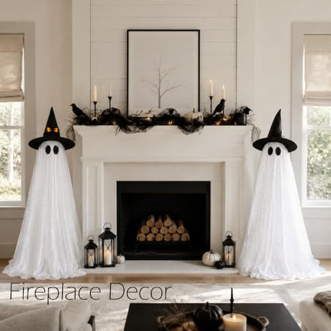 Halloween Ghost Lights for Outdoor Porch, Garden, Indoor Fireplace & Party Decorations (white)