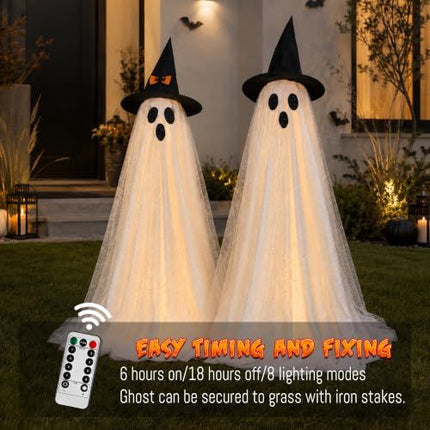 Halloween Ghost Lights for Outdoor Porch, Garden, Indoor Fireplace & Party Decorations (white)