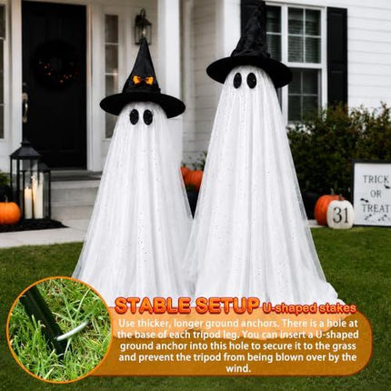 Halloween Ghost Lights for Outdoor Porch, Garden, Indoor Fireplace & Party Decorations (white)