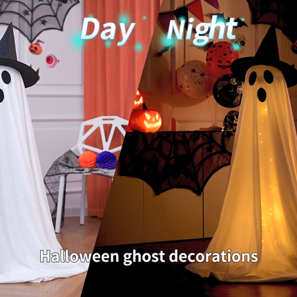 Halloween Ghost Lights for Outdoor Porch, Garden, Indoor Fireplace & Party Decorations (white)