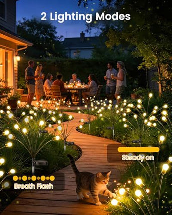 Solar Firefly Garden Lights, Waterproof Outdoor Decor for Path, Lawn, Patio, Party & Holiday Ambiance (Warm White)