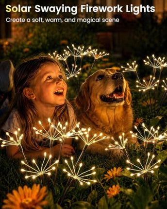 Solar Firework Garden Lights: Perfect for Patio, Lawn, Yard Paths and Outdoor Decor (Warm White)