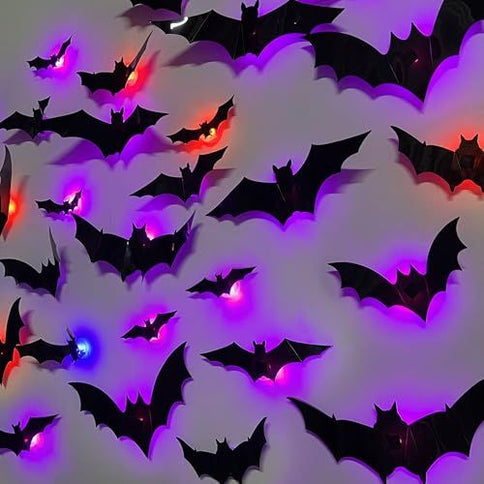 48-Pack Halloween Bat Wall Decor, Spooky Indoor & Outdoor Party Decoration for Haunted Houses (black)