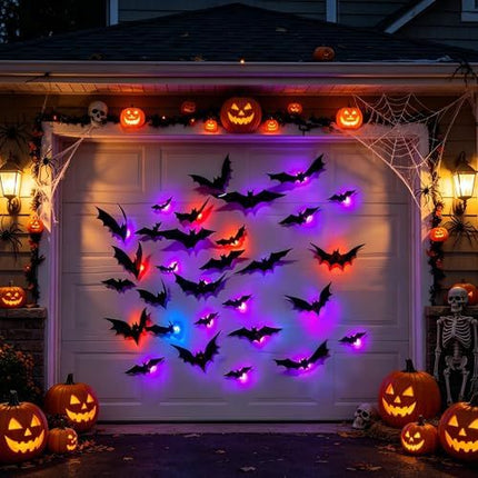 48-Pack Halloween Bat Wall Decor, Spooky Indoor & Outdoor Party Decoration for Haunted Houses (black)