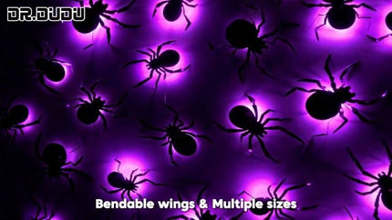 45-Pack 3D Glowing Spiders Halloween Decor for Walls, Mirrors, Windows & Spooky Spaces (purple)