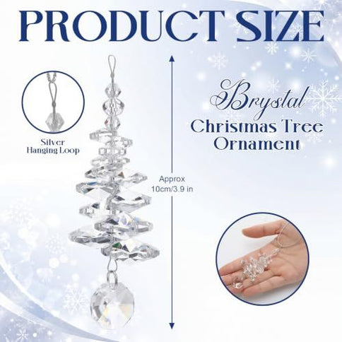 Set of 24 Crystal Tree Hanging Ornaments for Holiday, Mantel, Party & Christmas Decor (Clear)