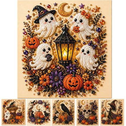 Spooky-Cute Halloween DIY Diamond Art Set for Home Decor & Seasonal Gifting (Orange and Purple)