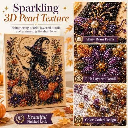 Halloween 3D Diamond Art Set: Spooky-Cute DIY for Home Decor, Parties & Gifts (Black)