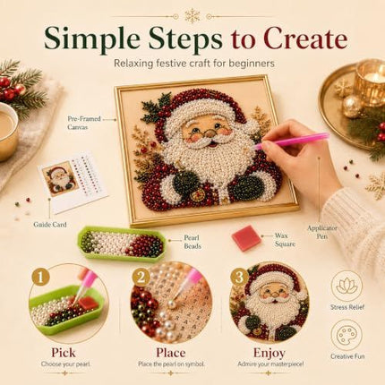 Festive DIY Pearl Art Kit for Holiday Home Decor & Handmade Keepsakes (Red)