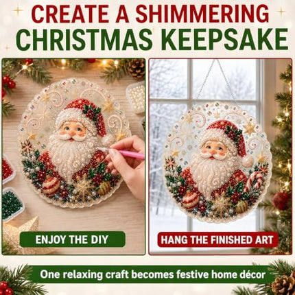 DIY Christmas Diamond Art Hanging Decoration for Festive Home & Party Decor (red)