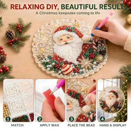 Festive DIY Crystal Art Christmas Hanging, Perfect for Windows, Mantels, Trees & Entryways (red)