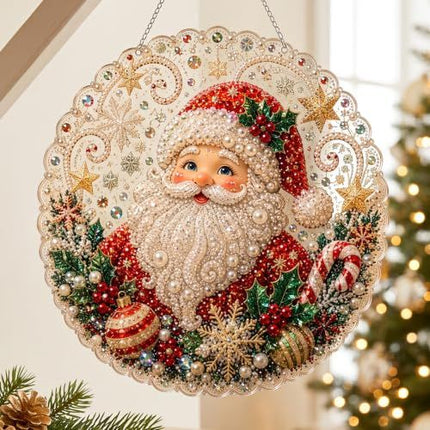DIY Christmas Diamond Painting Wreath for Festive Home Decor (red)