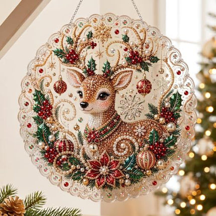 DIY Christmas 3D Pearl Diamond Art Ornament Kit for Festive Home Decor & Holiday Crafting (Red)