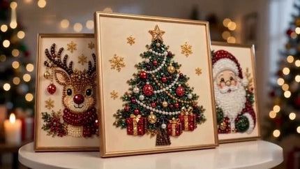 DIY Christmas Santa Pearl Art Kit, Create Sparkling Holiday Keepsakes for Your Home Decor (Red)