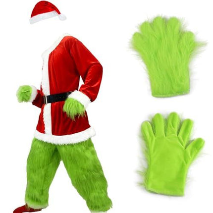 Adult Green Monster Christmas Santa Costume Set for Holiday Parties, Cosplay & Themed Events, M (Green)