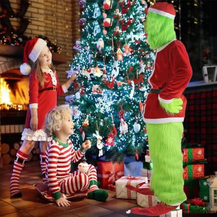Adult Green Monster Christmas Santa Costume Set for Holiday Parties, Cosplay & Themed Events, XXXL (Green)
