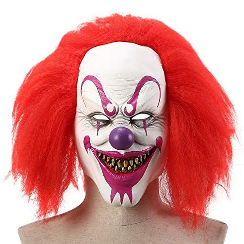 Spooky Evil Clown Mask for Halloween, Costume Parties, Cosplay and Festive Events (White)