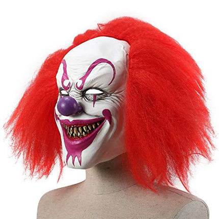 Spooky Evil Clown Mask for Halloween, Costume Parties, Cosplay and Festive Events (White)