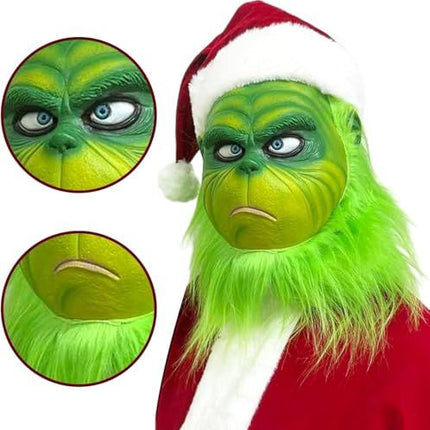 Christmas Full Head Overhead Mask Perfect For Holiday Parties, Cosplays, and Festive Events (Green)