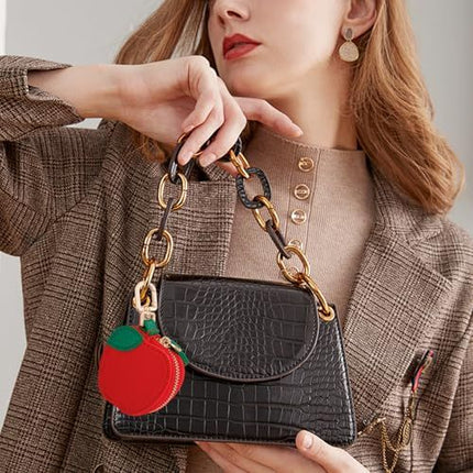 Cute Fruit Shaped Coin Purse Keychain for Backpacks, Handbags and Everyday Carrying (red)
