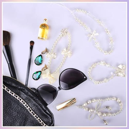 4 Pcs Beaded Phone Charms for Phones, Cameras – Fashionable Cute Accessories for Daily Use, Gifting (white)
