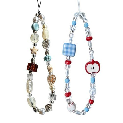 2-Piece Beaded Wrist Straps for Phone, Camera, Bag and Keychains (Red)