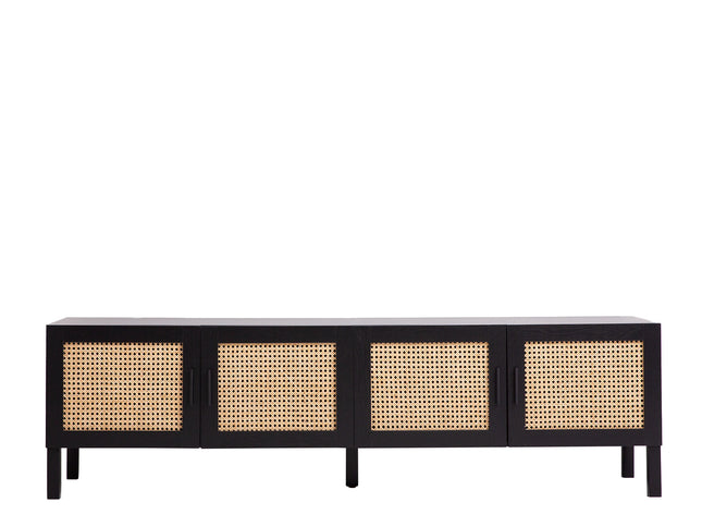 Casa Decor Tulum Rattan Entertainment Unit TV Stand Cabinet Storage Black