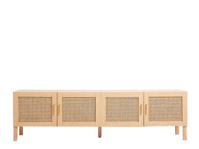 Casa Decor Santiago Rattan Entertainment Unit TV Stand Cabinet Storage Oak